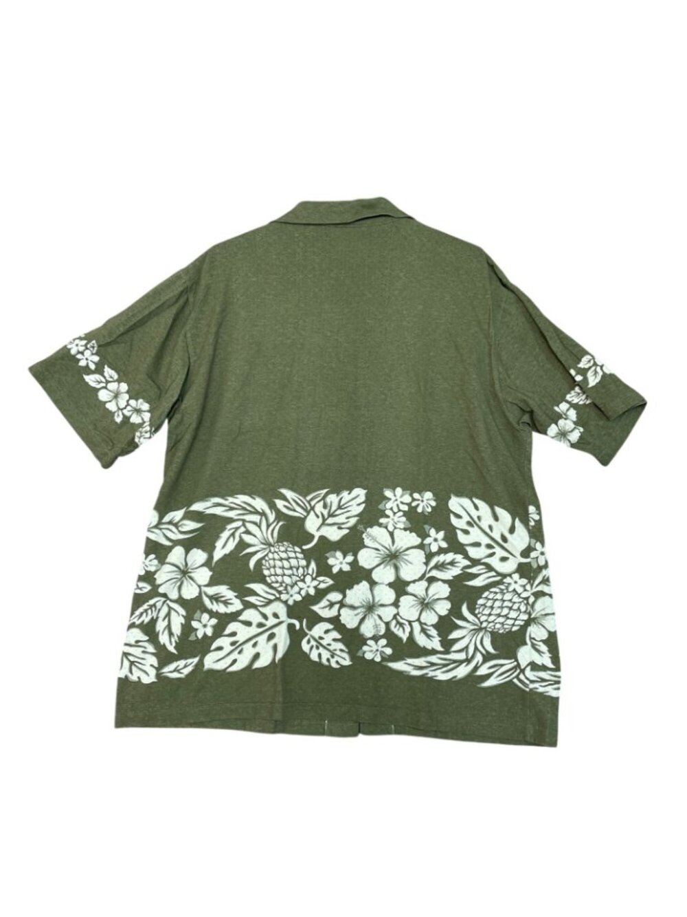 Vintage Men's L Green Hawaiian Button up Shirt Floral Print F1324 - Picture 2 of 9